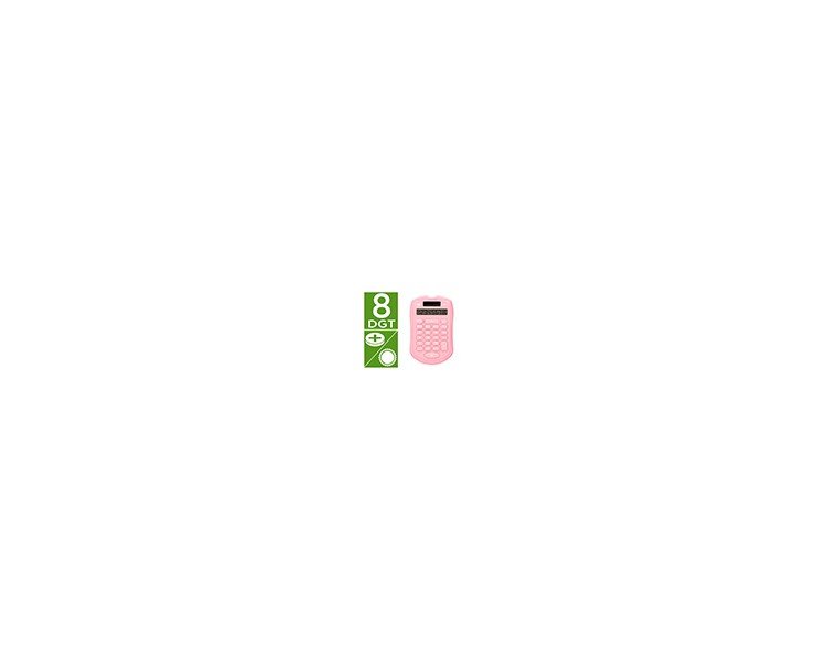 Calculadora liderpapel bolsillo xf41 8 digitos solar y pilas color rosa 94x59,5x10,5mm