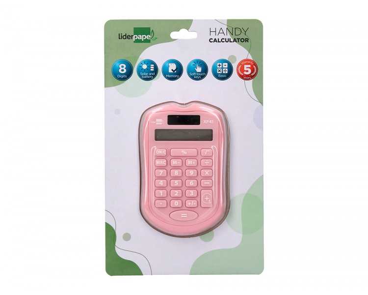 Calculadora liderpapel bolsillo xf41 8 digitos solar y pilas color rosa 94x59,5x10,5mm