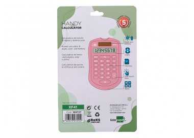 Calculadora liderpapel bolsillo xf41 8 digitos solar y pilas color rosa 94x59,5x10,5mm