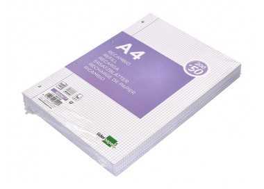 Recambio liderpapel a4 200+50 hojas 90g/m2 cuadro 4 mm con margen 4 taladros Recambio liderpapel a4 200+50 hojas 90g/m2 cuadro 4 mm con margen 4 taladros