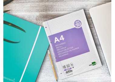 Recambio liderpapel a4 200+50 hojas 90g/m2 cuadro 4 mm con margen 4 taladros Recambio liderpapel a4 200+50 hojas 90g/m2 cuadro 4 mm con margen 4 taladros