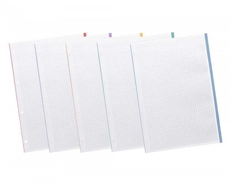 Recambio liderpapel a4 200+50 hojas 90g/m2 cuadro 5 mm 4 taladros bandas de 5 colores