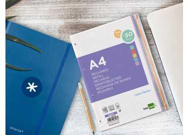 Recambio liderpapel a4 200+50 hojas 90g/m2 cuadro 5 mm 4 taladros bandas de 5 colores Recambio liderpapel a4 200+50 hojas 90g/m2 cuadro 5 mm 4 taladros bandas de 5 colores