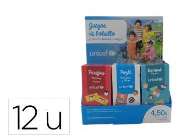 Juego educativo de bolsillo unicef expositor de 12 unidades surtidas