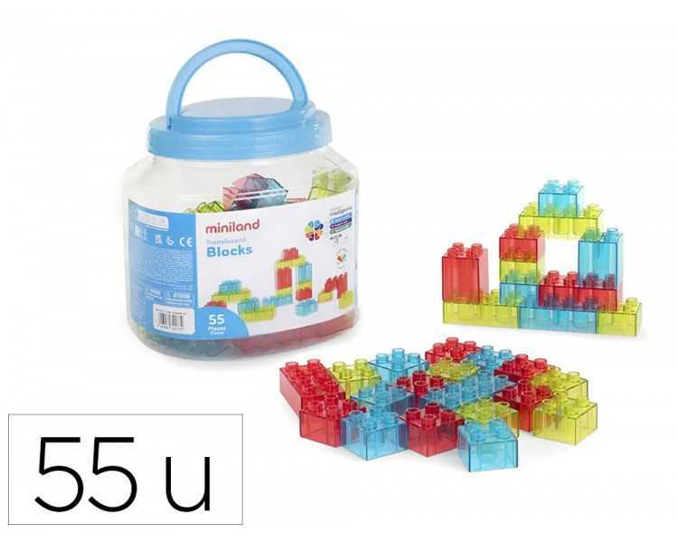 Juego didactico miniland bloques colores translucidos 55 piezas