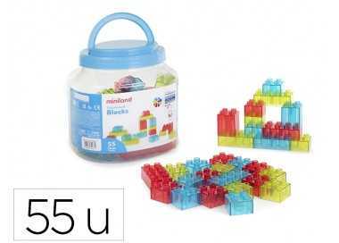 Juego didactico miniland bloques colores translucidos 55 piezas