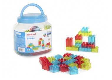 Juego didactico miniland bloques colores translucidos 55 piezas