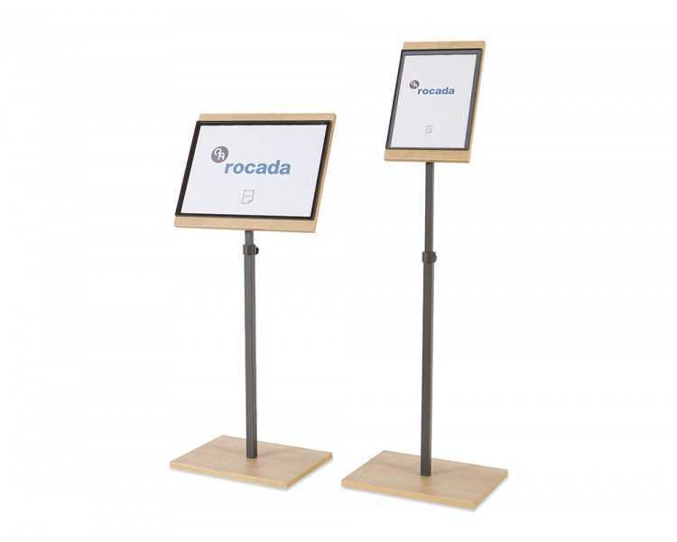 Expositor rocada de suelo serie natural magnetico rotativo 360 altura ajustable din a3