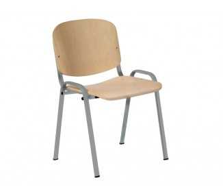 Silla rocada confidente estructura metalica asiento y respaldo madera natural 570x410x810 mm