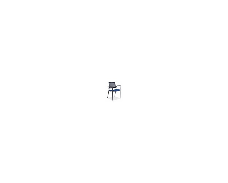 Silla rocada confidente brazos fijos estructura metalica asiento tela ignifuga azul respaldo malla