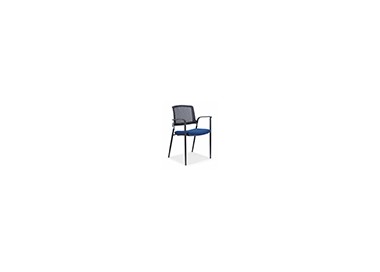 Silla rocada confidente brazos fijos estructura metalica asiento tela ignifuga azul respaldo malla Silla rocada confidente brazos fijos estructura metalica asiento tela ignifuga azul respaldo malla