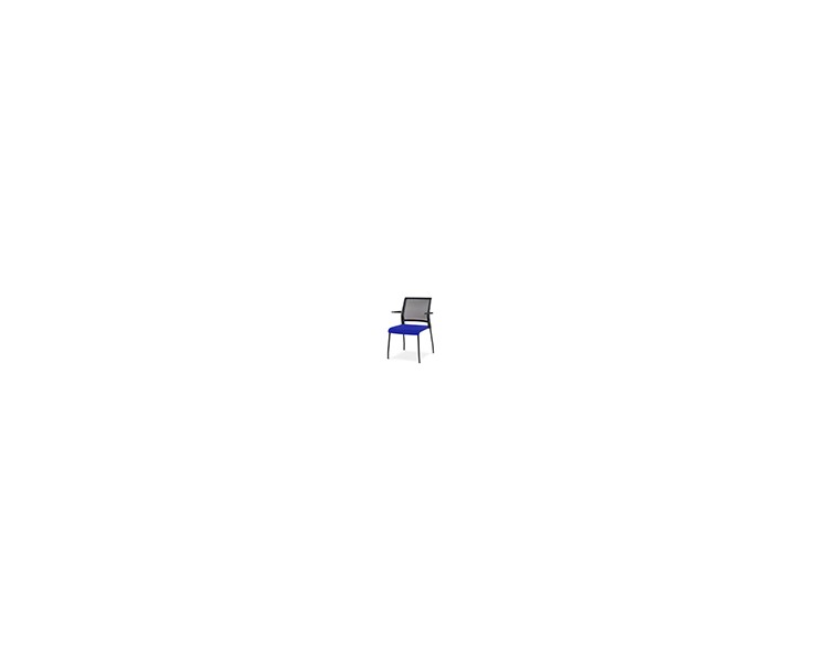 Silla rocada confidente brazos fijos estructura metalica asiento tela ignifuga azul respaldo malla