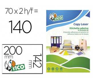 Etiqueta adhesiva tico amarill o fluorescentes permanente fsclaser/inkjet/fotocopia 200x142mm caja de 140 unidades