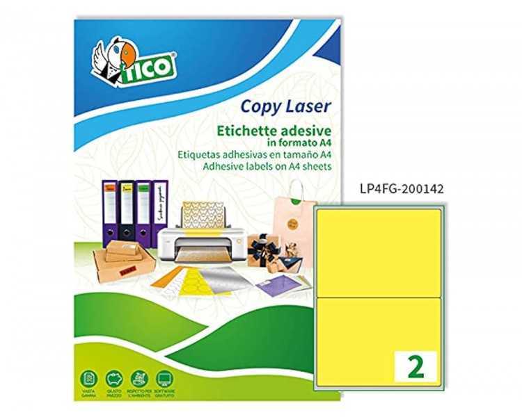 Etiqueta adhesiva tico amarill o fluorescentes permanente fsclaser/inkjet/fotocopia 200x142mm caja de 140 unidades