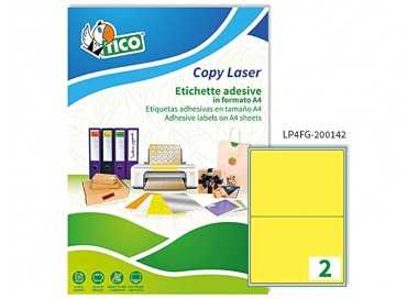 Etiqueta adhesiva tico amarill o fluorescentes permanente fsclaser/inkjet/fotocopia 200x142mm caja de 140 unidades
