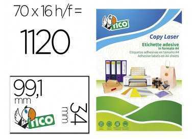 Etiqueta adhesiva tico rojo fl uorescentes permanente fsc laser/inkjet/fotocopia 99,1x34 mmcaja de 1120 unidades