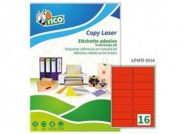Etiqueta adhesiva tico rojo fl uorescentes permanente fsc laser/inkjet/fotocopia 99,1x34 mmcaja de 1120 unidades