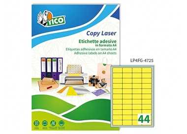 Etiqueta adhesiva tico amarill o fluorescentes permanente fsclaser/inkjet/fotocopia 47,5x25,5 mm caja de 3080 unidades