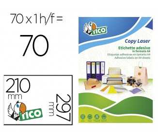 Etiqueta adhesiva tico verde f luorescentes permanente fsc laser/inkjet/fotocopia 210x297 mmcaja de 70 unidades