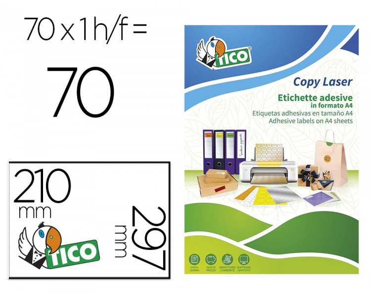 Etiqueta adhesiva tico verde f luorescentes permanente fsc laser/inkjet/fotocopia 210x297 mmcaja de 70 unidades