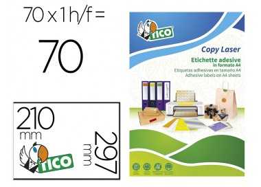 Etiqueta adhesiva tico naranja fluorescentes permanente fsclaser/inkjet/fotocopia 210x297mm caja de 70 unidades