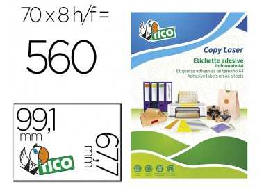 Etiqueta adhesiva tico verde f luorescentes permanente fsc laser/inkjet/fotocopia 99,1x67,7 mmcaja de 560 unidades