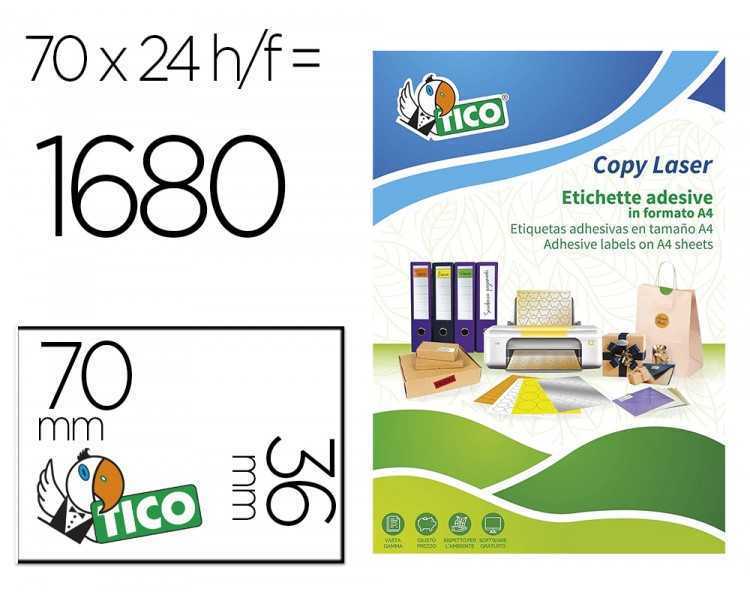 Etiqueta adhesiva tico rojo fl uorescenteses permanente fsc laser/inkjet/fotocopia 70x36 mmcaja de 1680 unidades