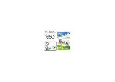 Etiqueta adhesiva tico rojo fl uorescenteses permanente fsc laser/inkjet/fotocopia 70x36 mmcaja de 1680 unidades