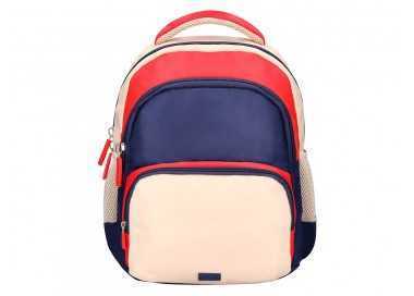 Cartera escolar liderpapel moc hila multibolsillo infantil azul marino rojo beige 350x110x270 mm
