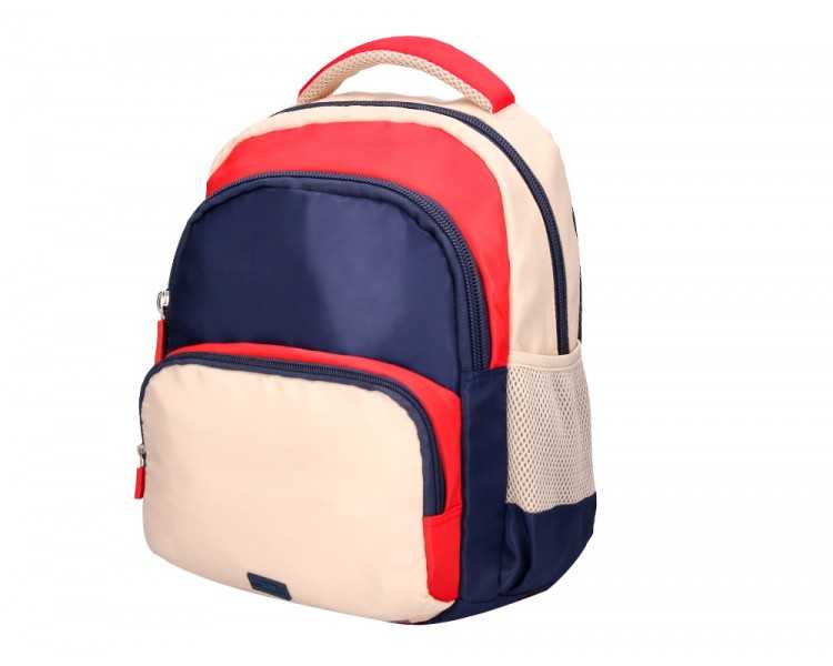 Cartera escolar liderpapel moc hila multibolsillo infantil azul marino rojo beige 350x110x270 mm