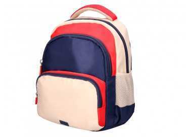 Cartera escolar liderpapel moc hila multibolsillo infantil azul marino rojo beige 350x110x270 mm