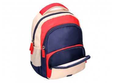 Cartera escolar liderpapel moc hila multibolsillo infantil azul marino rojo beige 350x110x270 mm
