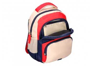 Cartera escolar liderpapel moc hila multibolsillo infantil azul marino rojo beige 350x110x270 mm