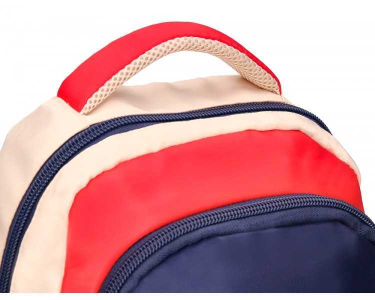 Cartera escolar liderpapel moc hila multibolsillo infantil azul marino rojo beige 350x110x270 mm