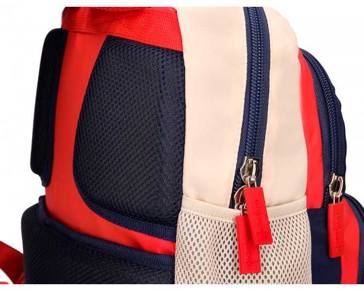 Cartera escolar liderpapel moc hila multibolsillo infantil azul marino rojo beige 350x110x270 mm
