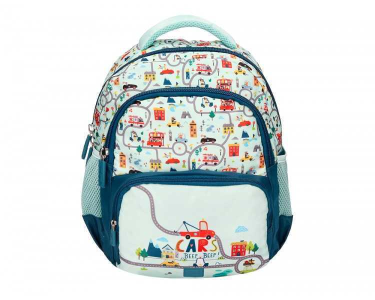 Cartera escolar liderpapel moc hila multibolsillo infantil cars azul 350x110x270 mm
