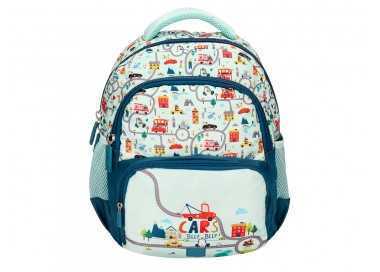 Cartera escolar liderpapel moc hila multibolsillo infantil cars azul 350x110x270 mm