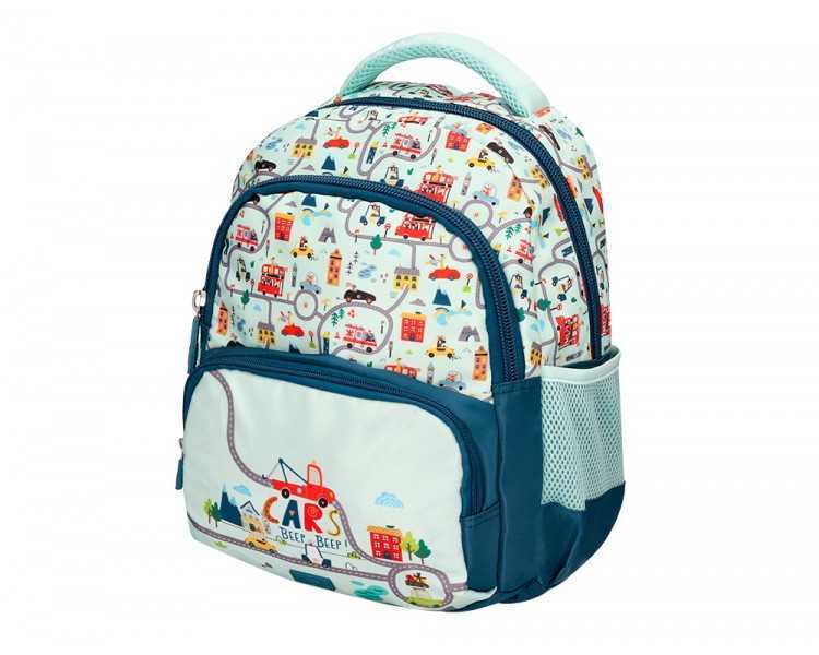 Cartera escolar liderpapel moc hila multibolsillo infantil cars azul 350x110x270 mm