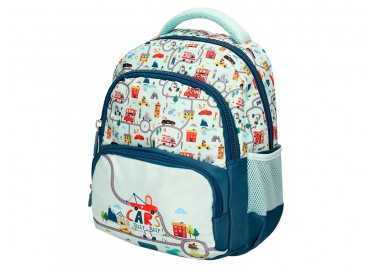 Cartera escolar liderpapel moc hila multibolsillo infantil cars azul 350x110x270 mm