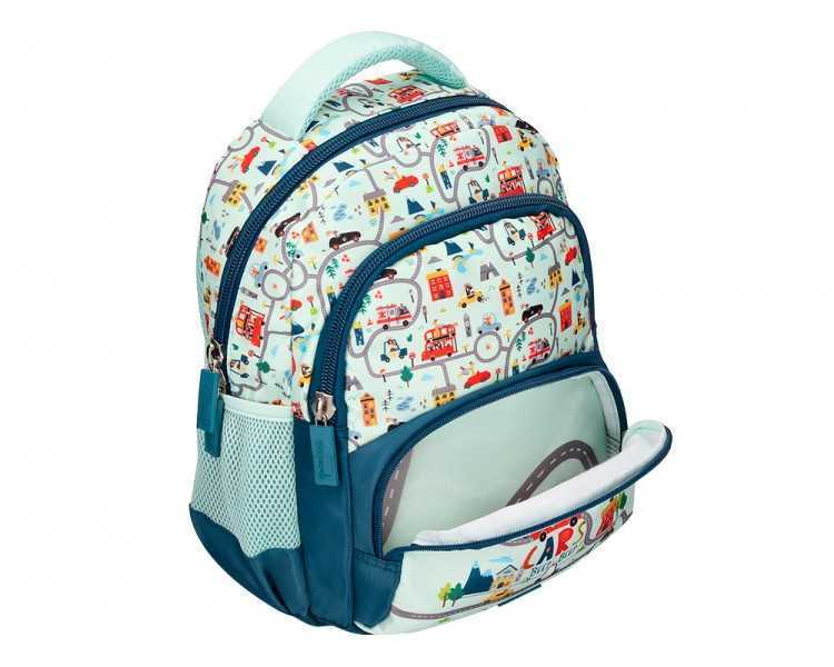 Cartera escolar liderpapel moc hila multibolsillo infantil cars azul 350x110x270 mm