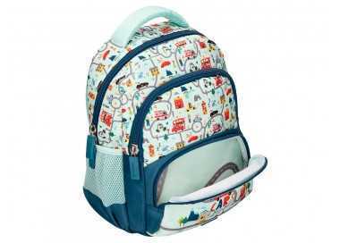 Cartera escolar liderpapel moc hila multibolsillo infantil cars azul 350x110x270 mm