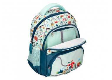 Cartera escolar liderpapel moc hila multibolsillo infantil cars azul 350x110x270 mm