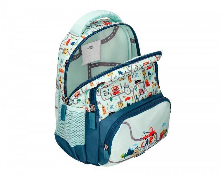 Cartera escolar liderpapel moc hila multibolsillo infantil cars azul 350x110x270 mm