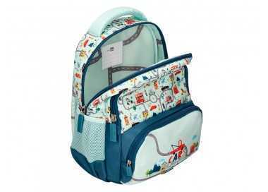 Cartera escolar liderpapel moc hila multibolsillo infantil cars azul 350x110x270 mm