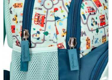 Cartera escolar liderpapel moc hila multibolsillo infantil cars azul 350x110x270 mm