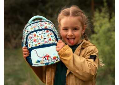 Cartera escolar liderpapel moc hila multibolsillo infantil cars azul 350x110x270 mm