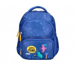 Cartera escolar liderpapel moc hila multibolsillo infantil dino azul 350x110x270 mm