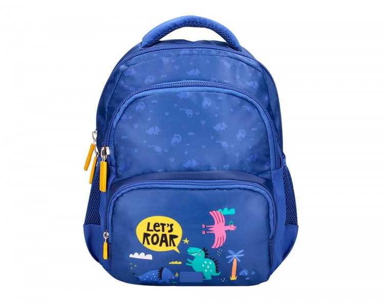Cartera escolar liderpapel moc hila multibolsillo infantil dino azul 350x110x270 mm