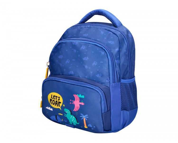 Cartera escolar liderpapel moc hila multibolsillo infantil dino azul 350x110x270 mm