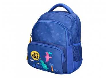 Cartera escolar liderpapel moc hila multibolsillo infantil dino azul 350x110x270 mm